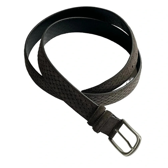 Linen St Barth Men’s Braided Belt Sz 47 Gray Genuine Leather Suede Classic Italy - Picture 5 of 7